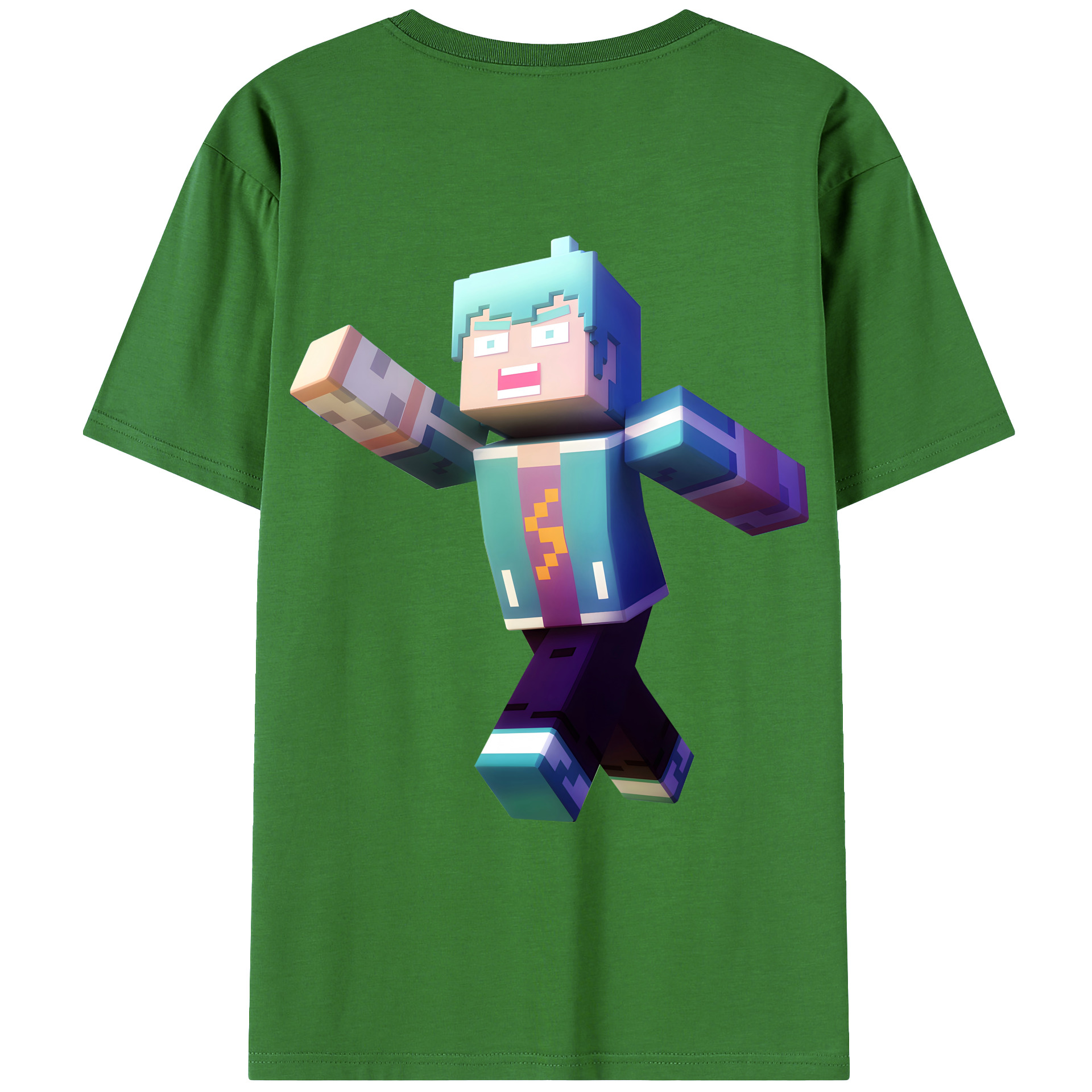 （画像用） マインクラフト ブロックの世界 Minecraft MC Block world レディース半袖Tシャツ(バックプリント)